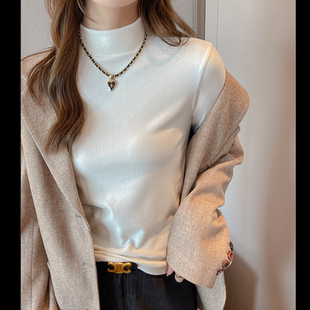 念花逸半高领双面绒感打底衫