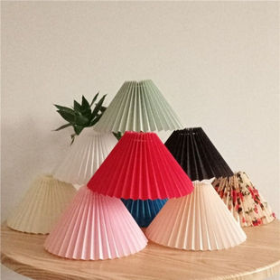 viage百折褶皱灯罩E27台灯壁灯灯具配件红格子百褶灯罩下口24cm款