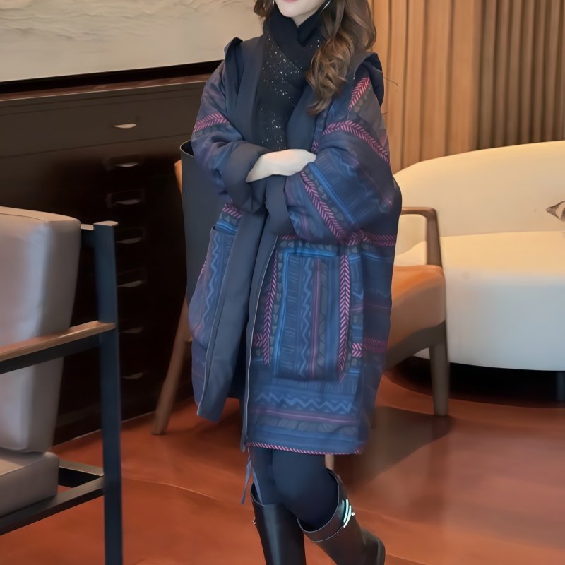 罗芬面料故事旗舰店女装冬季时尚百搭两面穿时尚轻奢格子连帽棉服