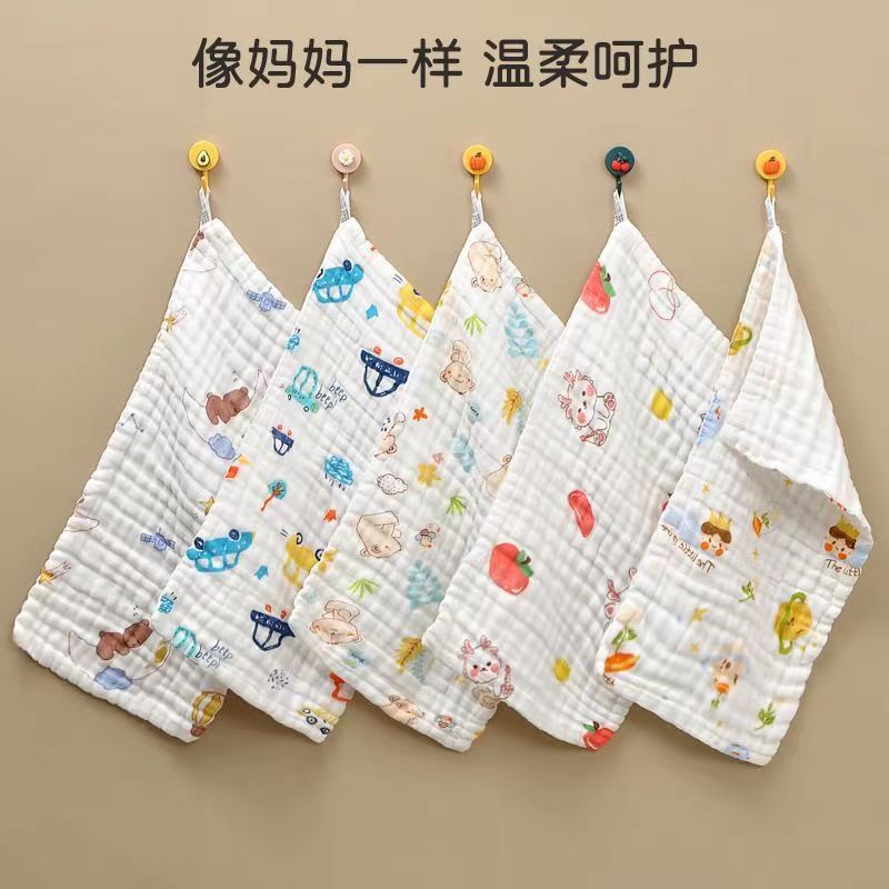 六层纱布方巾全棉口水巾高密卡通