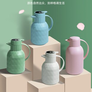 保温瓶户外杯 高颜值家用大容量保温暖水壶玻璃内胆暖壶按压式