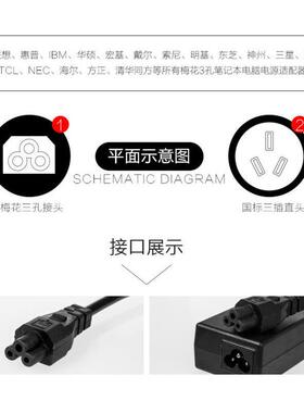 ENVISION易美逊E2719G液晶显示器电源线梅花三孔插头线AC100-240V