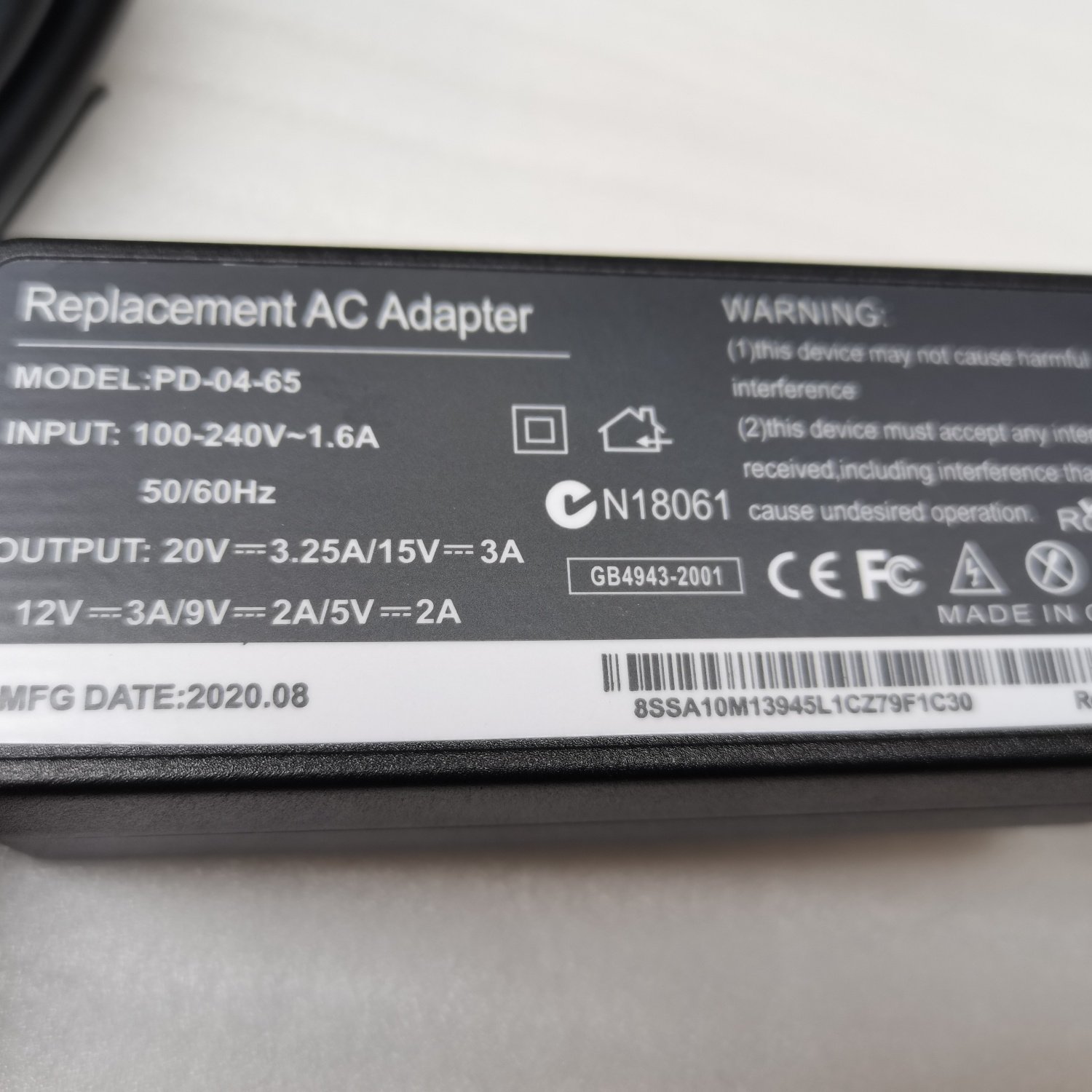 65W电脑充电器Typec接口适用于小联想华为戴尔笔记本电源适配器