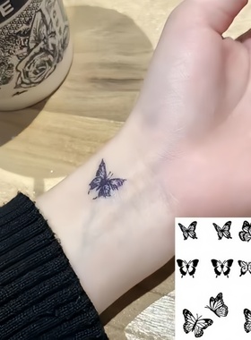 蝴蝶性感纹身贴防水女持久小清新暗黑系彩色贴纸遮盖疤痕刺青