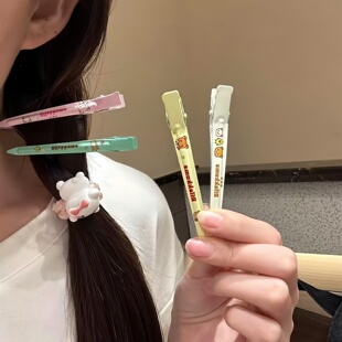 kt鸭嘴夹可爱少女心洗脸碎发bb夹百搭侧边定位夹子发卡头饰一字夹