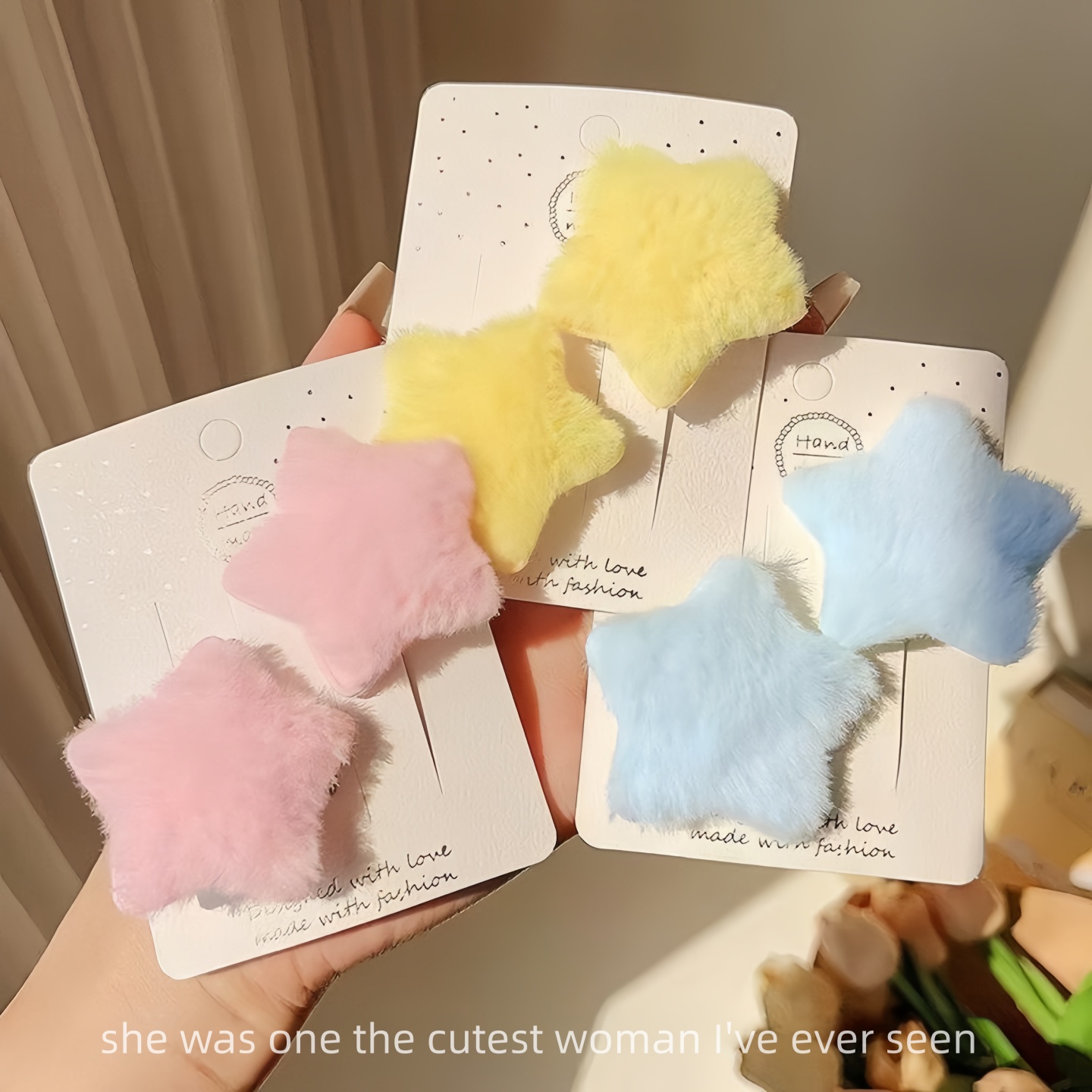 可爱少女心毛绒五角星后脑勺发夹女孩星星儿童侧边碎发刘海夹秋冬