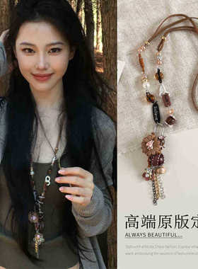 复古民族风花朵吊坠流苏长款项链