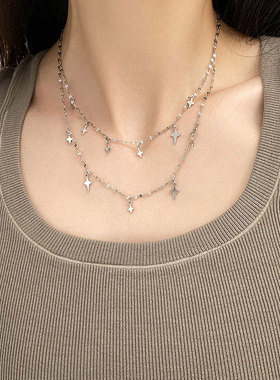 星星流苏双层项链轻奢小众高级感