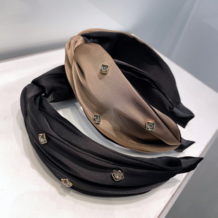 高级感轻奢缎面发箍女款宽边压发洋气时尚高颅顶打结头箍发卡头饰