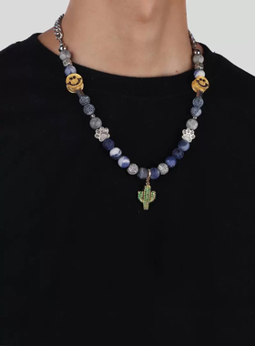 VEERT小众设计笑脸松石椰树仙人掌项链ins潮流嘻哈高街男女配饰