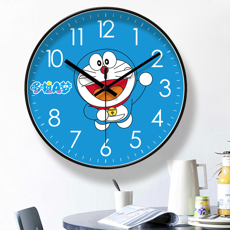 挂钟6810客厅钟表简约哆啦A梦北欧时尚家用钟挂表现代创意石英钟