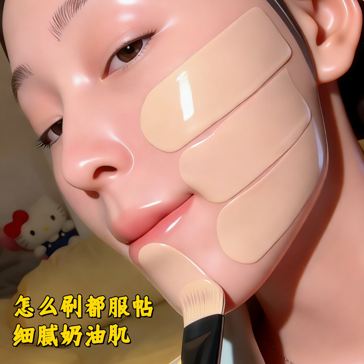 【底妆细腻神器】月牙刀锋粉底刷无痕不吃粉上妆服帖新手专用正品