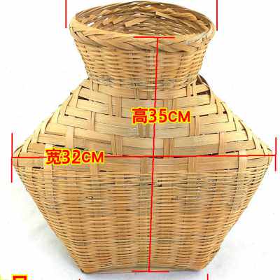 鱼篓纯手工小竹篓竹制品工艺装饰笼舞台道具摘茶叶竹编装养殖的鱼