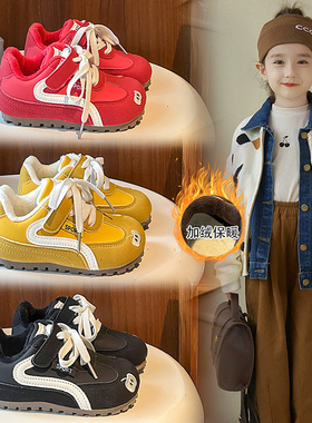 ABC Fans女童阿甘鞋2025秋冬季新款儿童二棉鞋男童红色单鞋德训鞋
