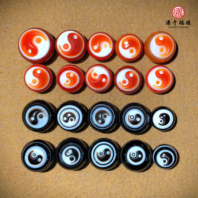 黑红缠丝玛瑙雕刻太极八卦阴阳鱼金刚菩提多宝配珠一线药师圆珠