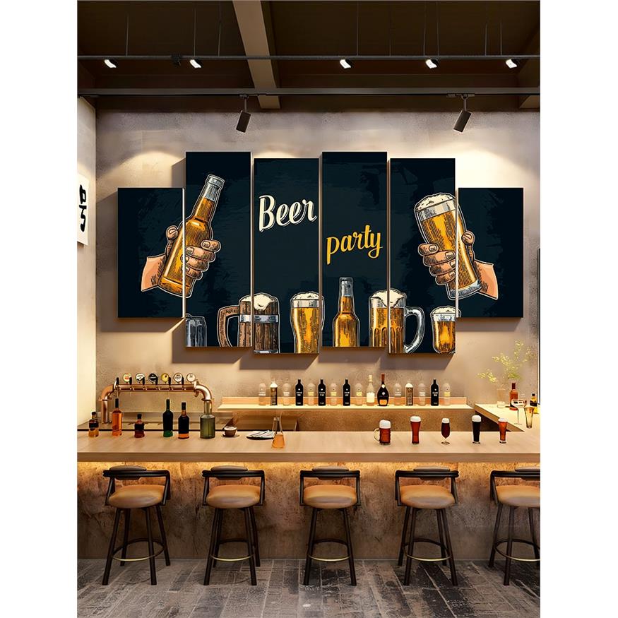 酒吧墙面装饰画烧烤店氛围布置