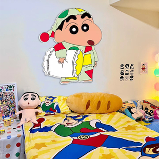 蜡笔小新儿童房间布置装 饰品男孩卧室墙面床头画多巴胺入户门贴纸