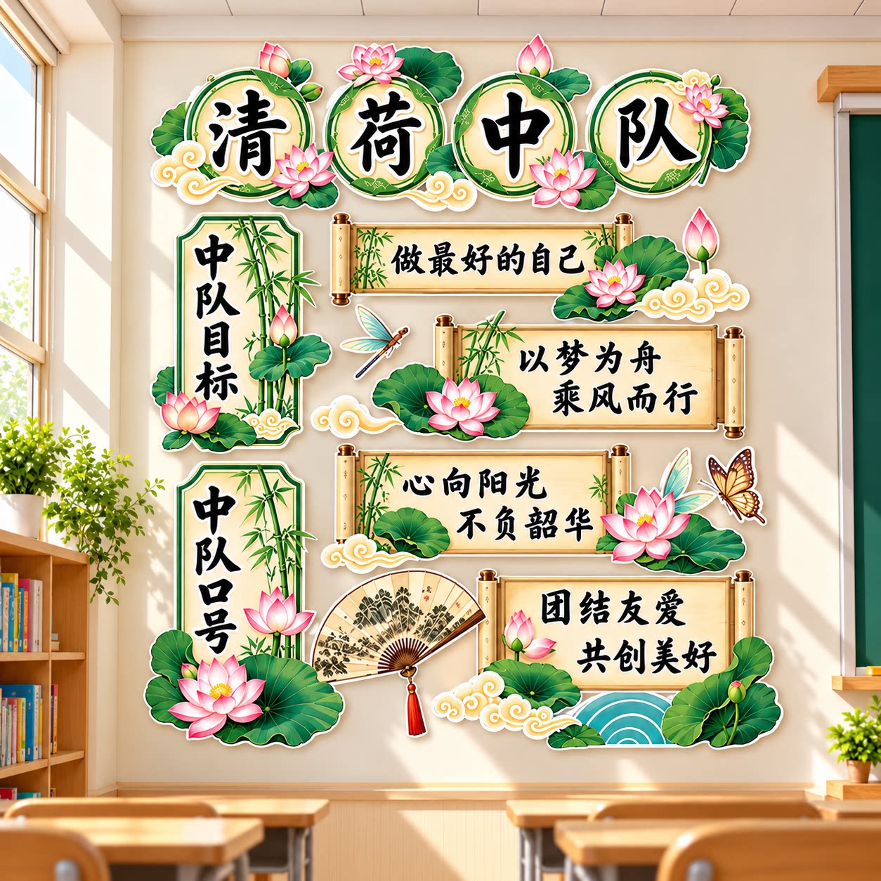 学校教室中队角布置文化墙贴黑板报主题班级公约教室装饰小学生