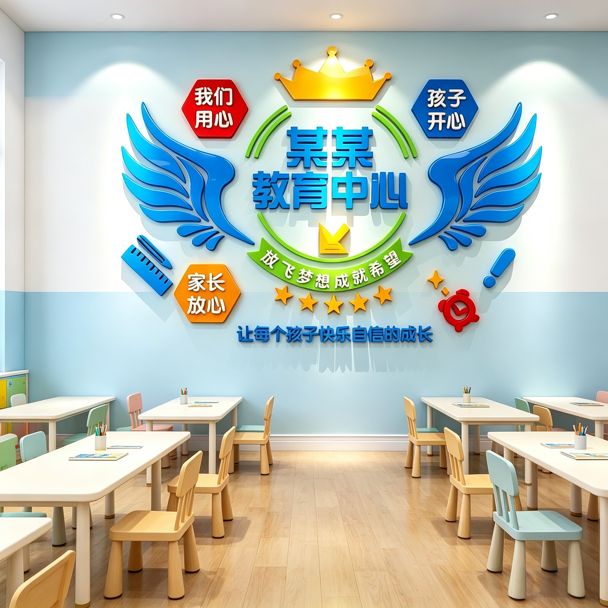 托管班教室布置装饰教育培训机构背景墙贴纸早教中心形象海报宣传