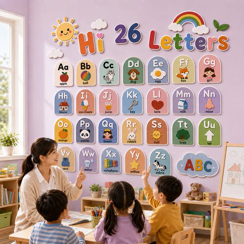 英语角工作教室布置装饰26个字母英文培训机构文化墙贴幼儿园环创