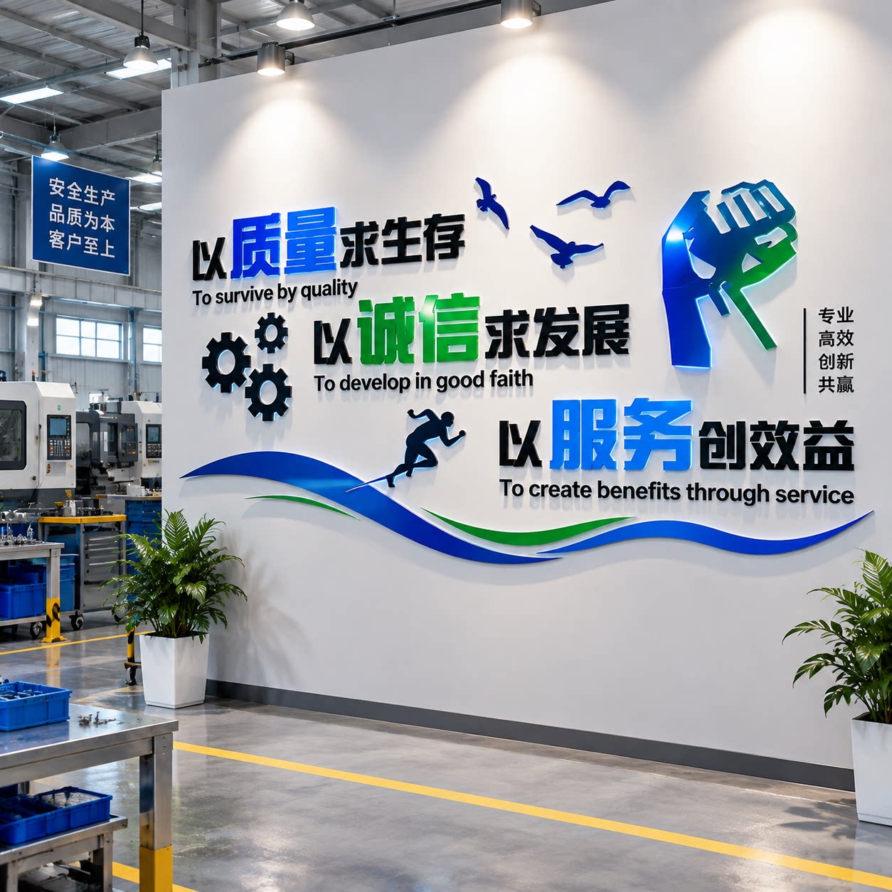 工厂房车间质量标语墙贴纸公司企业文化品质宣传办公室墙面装饰画