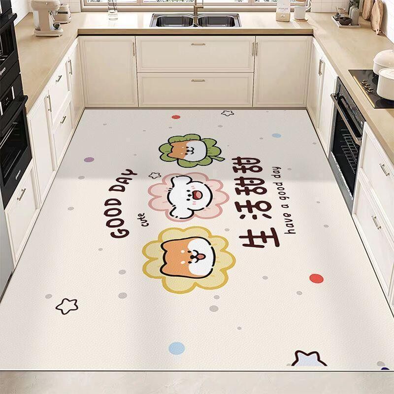 卡通厨房满铺地垫PVC一抹净防水可擦免洗家用大面积脚垫专用地毯