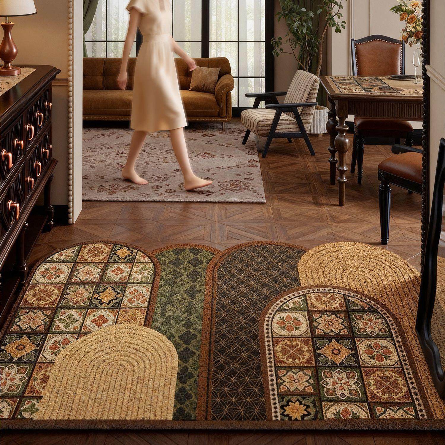 美拉德丝圈入户门地垫美式复古2025新款防滑耐脏蹭土进门玄关门垫,居家布艺,入户地垫,淘宝优惠券,粉丝福利购,淘宝优惠卷