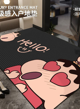 蜡笔小新入户门地垫进门地毯卡通黑色耐脏玄关入门室内门口脚垫子