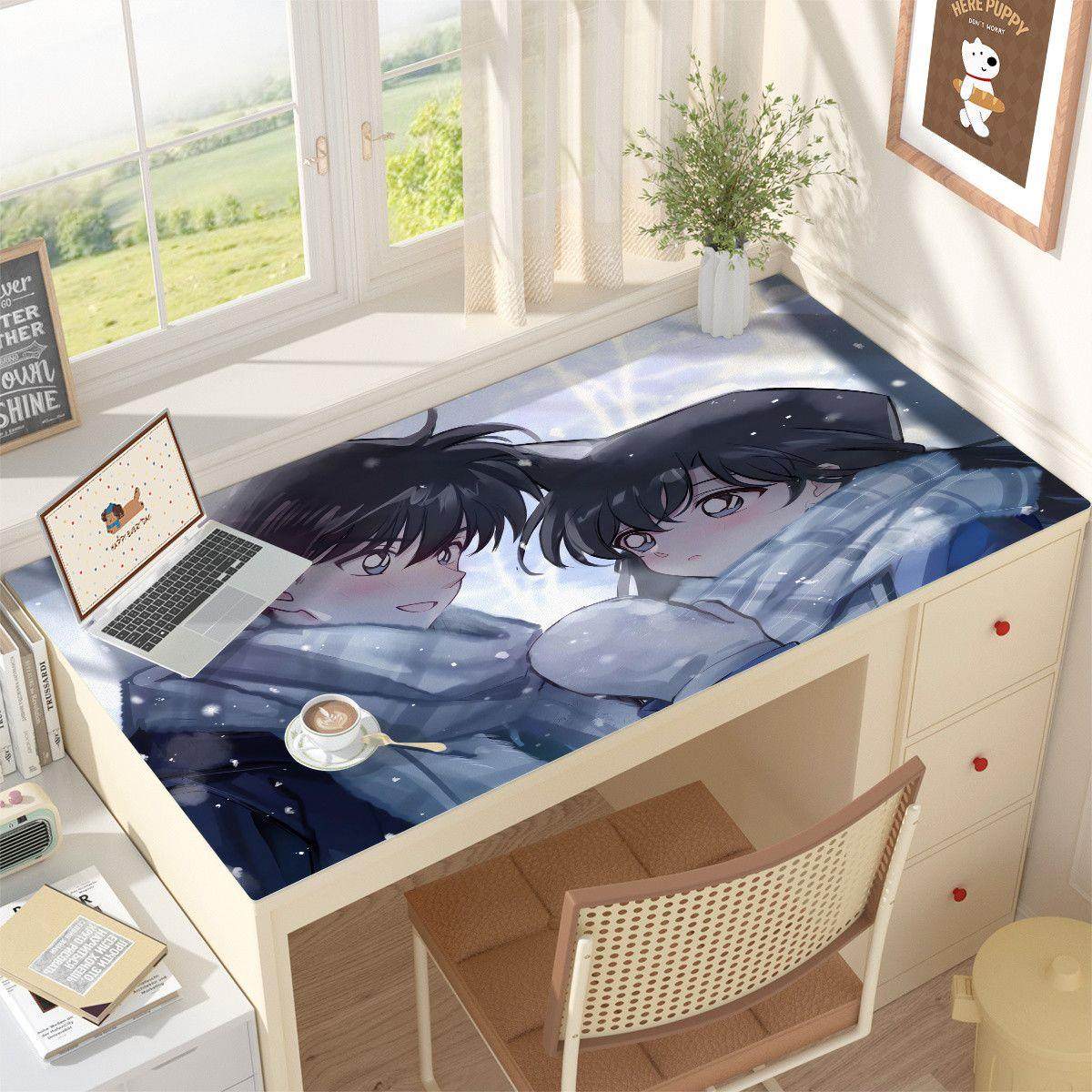 柯南灰原小兰新一基德皮革桌垫电脑键盘鼠标垫茶几台防水书桌垫布,个性定制/设计服务/DIY,鼠标垫,淘宝优惠券,粉丝福利购,淘宝优惠卷