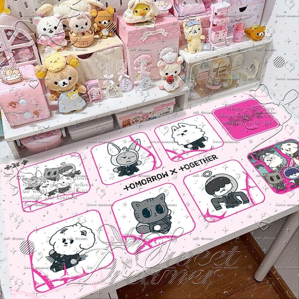 新款TXT角巴兔黄春勇萌杋嘻松喵哼呀宁免洗防油防水皮革电脑桌垫