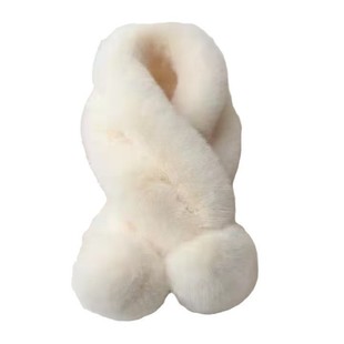 围巾批发双面毛环保皮草仿獭兔毛女士儿童保暖双管交叉毛绒围脖