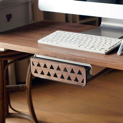 实木饰面桌面搭配桌下抽屉收纳盒