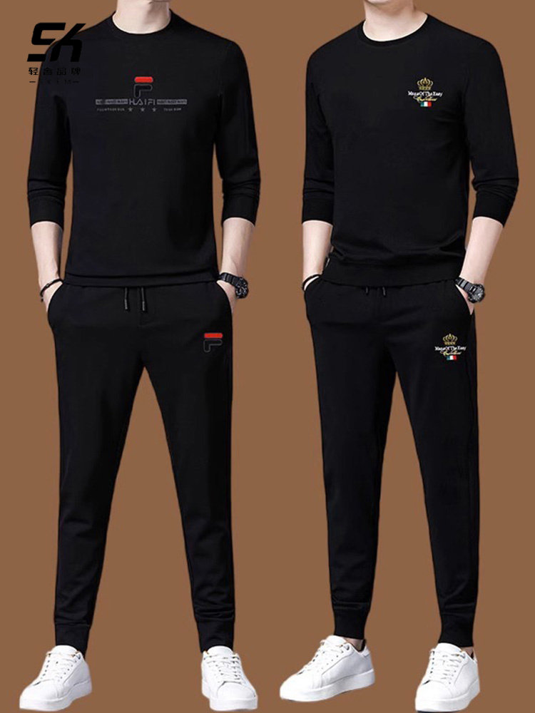 高端休闲运动服套装男士2025年秋冬季时尚简约正品轻奢长袖两件套