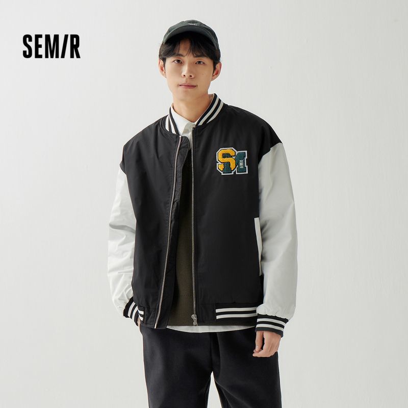 森马外套男秋季精致绣花上衣时尚校园风撞色棒球服潮101522108165