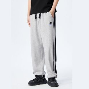 商场同款 美式 马利森马休闲裤 新款 复古运动风针织长裤 男2023夏季