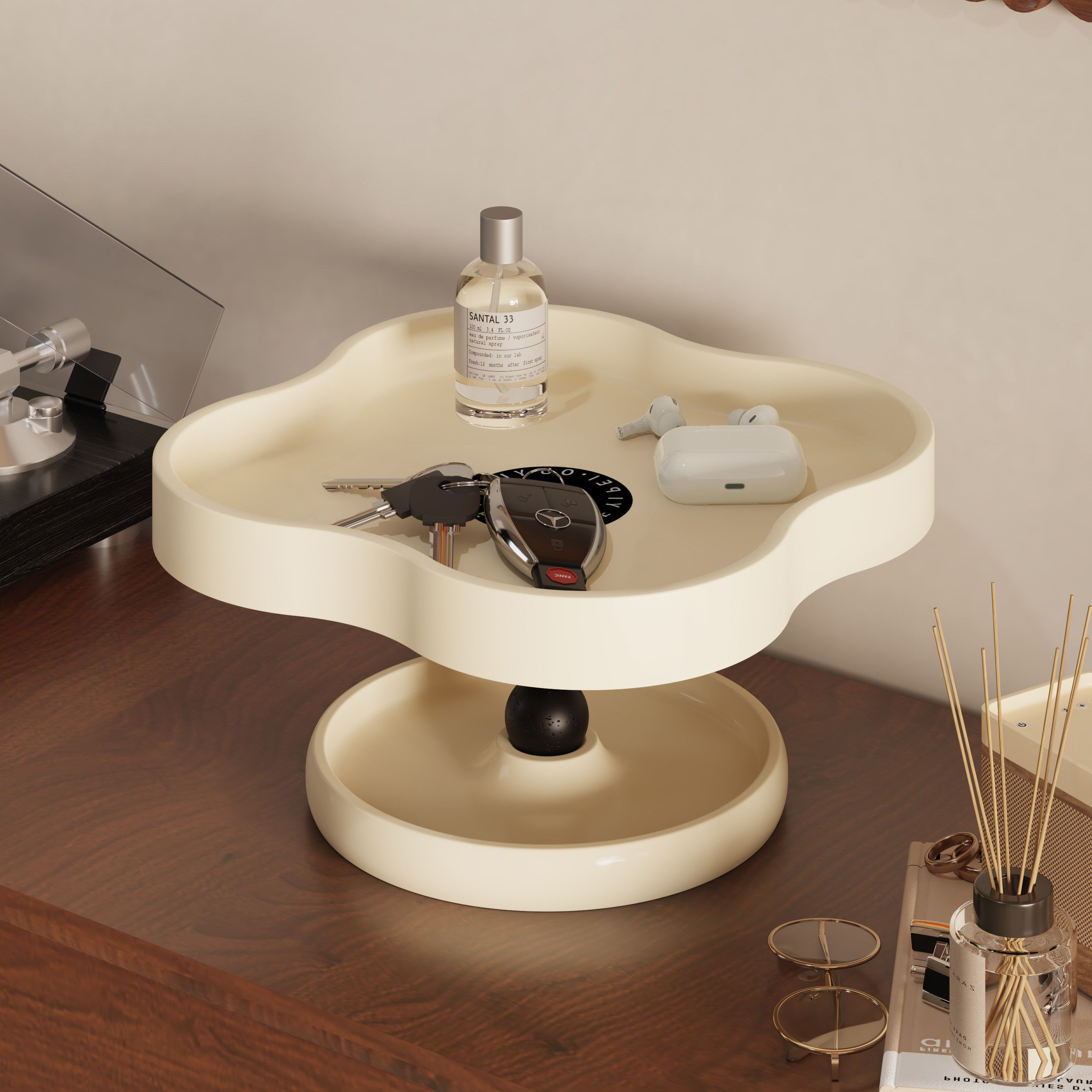 中古风桌面收纳盒玄关钥匙手表香薰香水边柜置物装饰品杂物收纳架