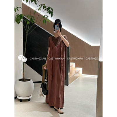 UMA WANG 25春夏 AROMA DRESS 棉质背带V领连衣裙 日系慵懒A字裙