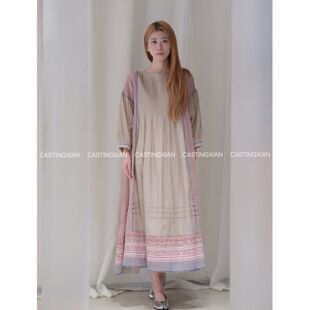 CASTING无隅｜EKA 连衣裙娃娃裙 圆领压褶复古花纹长袖