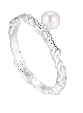 YVMIN/尤目糖纸925银素圈戒指镶嵌单颗珍珠