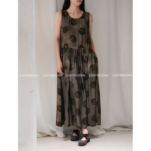 CASTING无隅｜UMA WANG 26早春 鹅波点铜氨丝圆领背心裙连衣裙