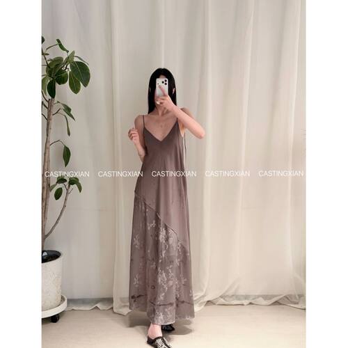 CASTING无隅｜MUTEDANCE 提花拼接丝质吊带连衣裙植物染提花外袍