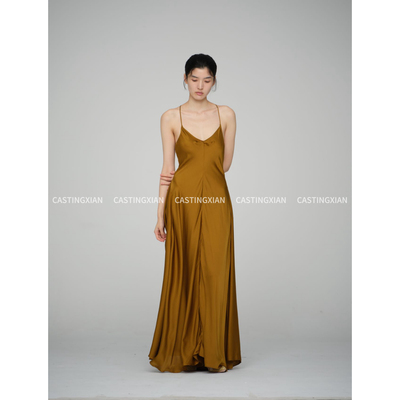 CASTING无隅｜YANGKEHAN 25AW金绿花摆吊带连衣裙