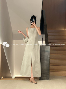 RUOHAN 25SS HYDRA灰色横纹无袖连衣裙