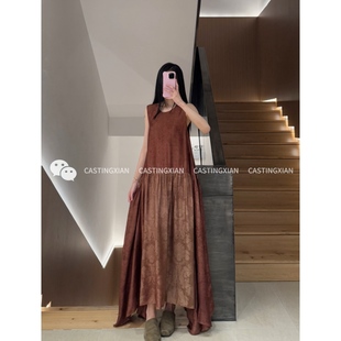 AVERY UMA WANG 25春夏 提花暗紋不規(guī)則系帶背心連衣裙 DRESS