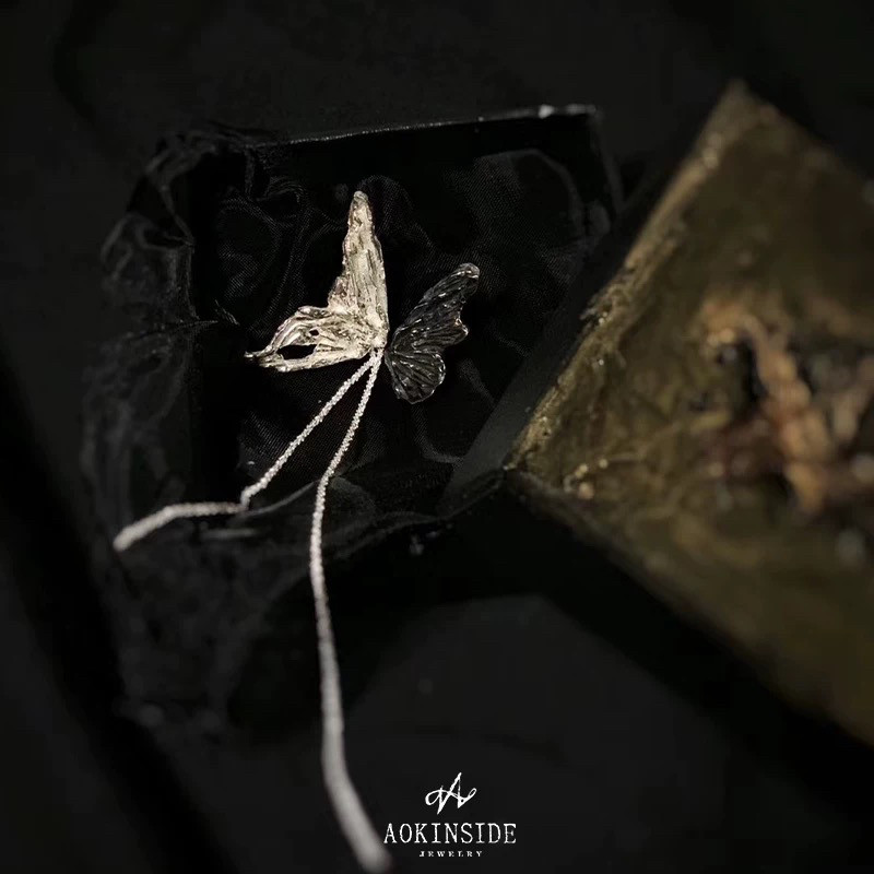 CASTING无隅｜AOKINSIDE 蝴蝶流苏耳钉凛木系列925纯银耳饰礼物