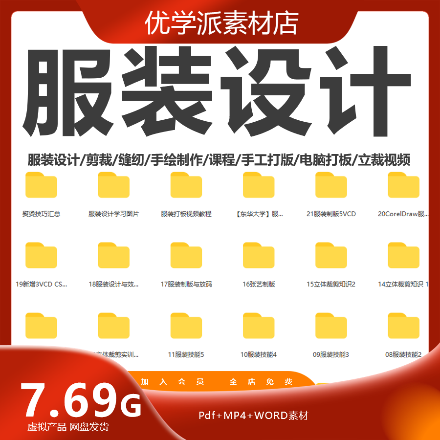 服装设计教程剪裁缝纫手绘制作课程手工打版电脑打板立裁视频课程
