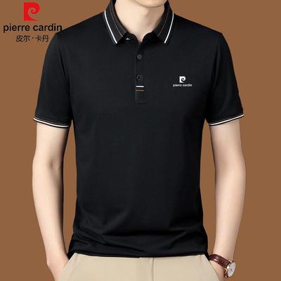 皮尔卡丹2025夏季新款高档短袖T恤男士桑蚕丝翻领POLO衫中年爸爸