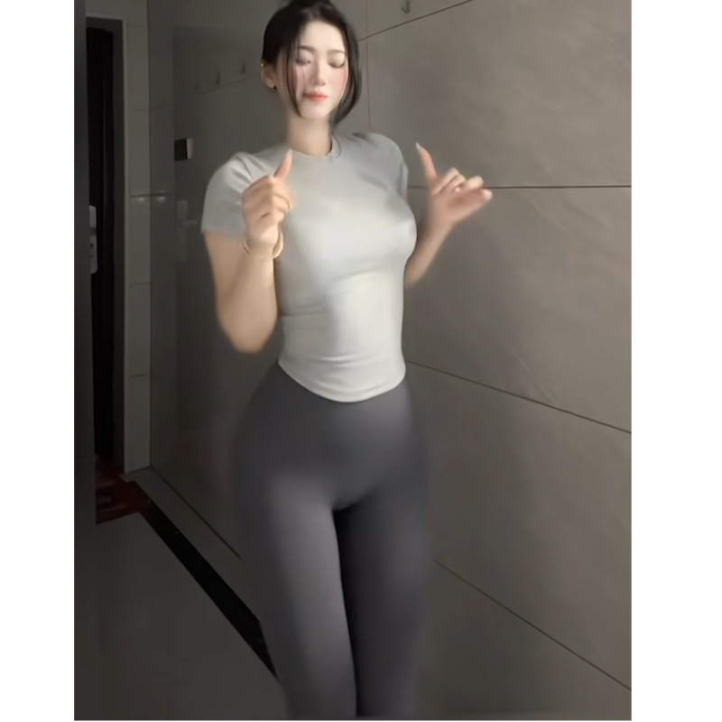 瑜伽裤女外穿高腰提臀收腹紧身显瘦运动健身裤跑步鲨鱼八分裤