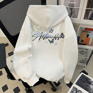 休闲加绒帽衫 个性 潮牌花卉vibe连帽卫衣男女2025秋冬季 真维斯美式