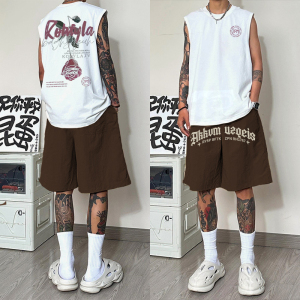 真维斯集团PINBALL夏季宽松休闲套装纯棉无袖背心男美式运动短裤
